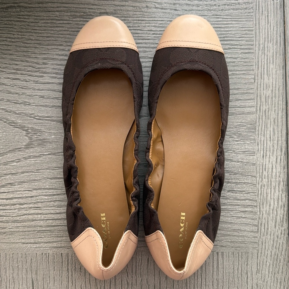 Coach Callie Flat shoes Womens size 11 M brown mahogany natural NIB new